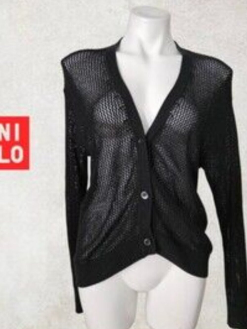 Uniqlo Black Mesh/Netting Cardigan XS